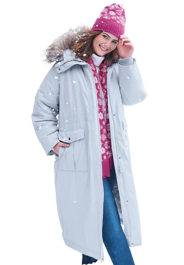 Plus Size Women's The Arctic Parka in Extra Long Length by Woman Within in Pearl Grey (Size 30/32)