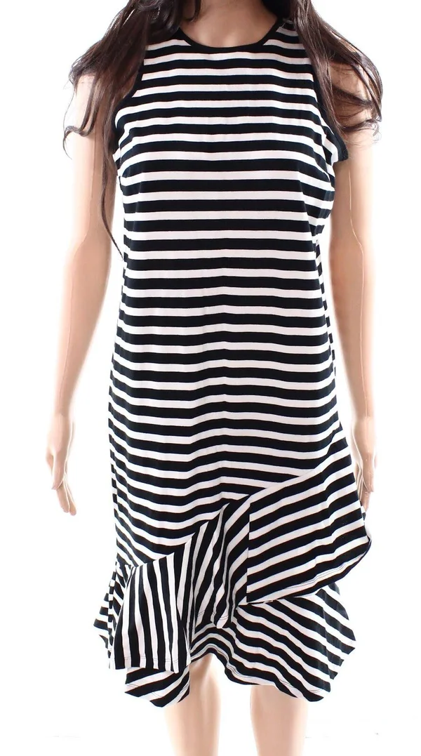 Lauren Ralph Lauren Women's Sleeveless Striped Cotton Dress (XXL, Black)