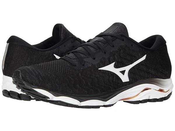 Mizuno - Men's Wave Inspire 16 Waveknit Running Shoe - black-white, Size 15