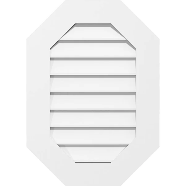 Ekena Millwork GVPOV14X3801SN 14x22W x 38x22H Vertical Elongated Octagon Surface Mount PVC Gable Vent: Non-Functional - w/ 3-1/2x