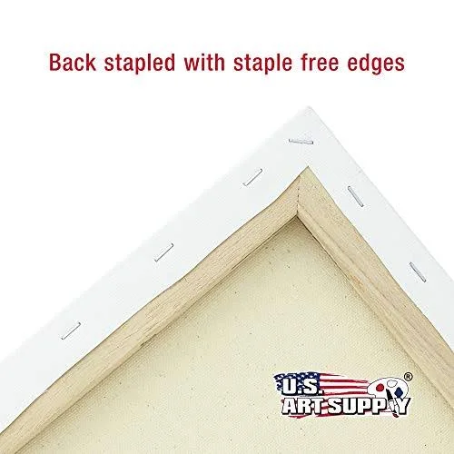 U.S. Art Supply 20 x 30 inch Stretched Canvas 12-Ounce Primed 3-Pack - Professional White Blank 3/4 inch Profile Heavy-Weight Ge