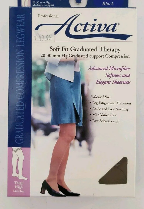 Activa Soft Fit Graduated Therapy Thigh High Lace Top Pair H3814