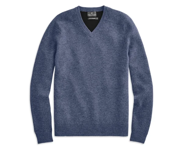 #1 Tech Cashmere V-Neck Sweater True Navy Heather - Mack Weldon