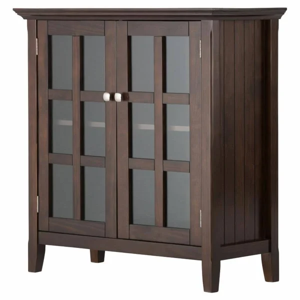 Brooklyn + Max Brunswick Solid Wood 39 inch Wide Rustic Medium Storage Cabinet in Black