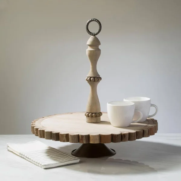 Tripar International 21.5x22 Beige and Camel Brown Wooden Display Stand