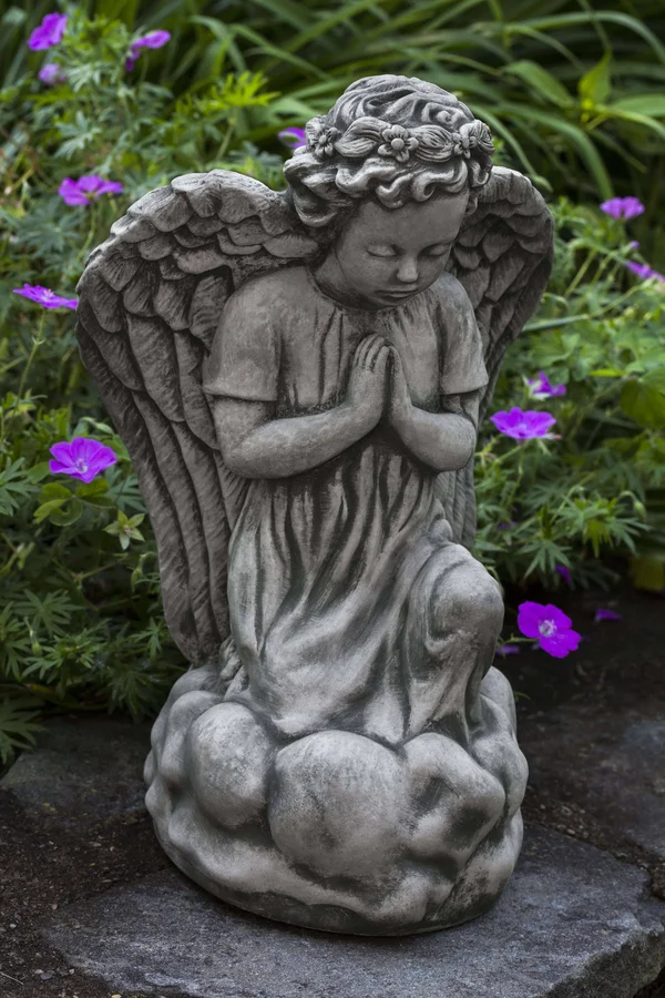 Campania International Angel&s Prayer Garden Statue - Aged Limestone
