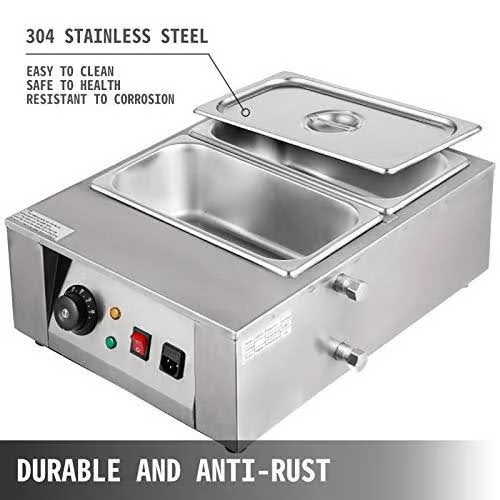 Vevor 1000W Food Warmer - 2 Tanks Commercial Electric Heater, 26.45lbs Capacity Thermal Insulation Melting Pot Machine, for Choco