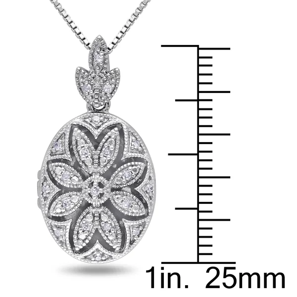 Miadora Sterling Silver Vintage Diamond Locket Necklace