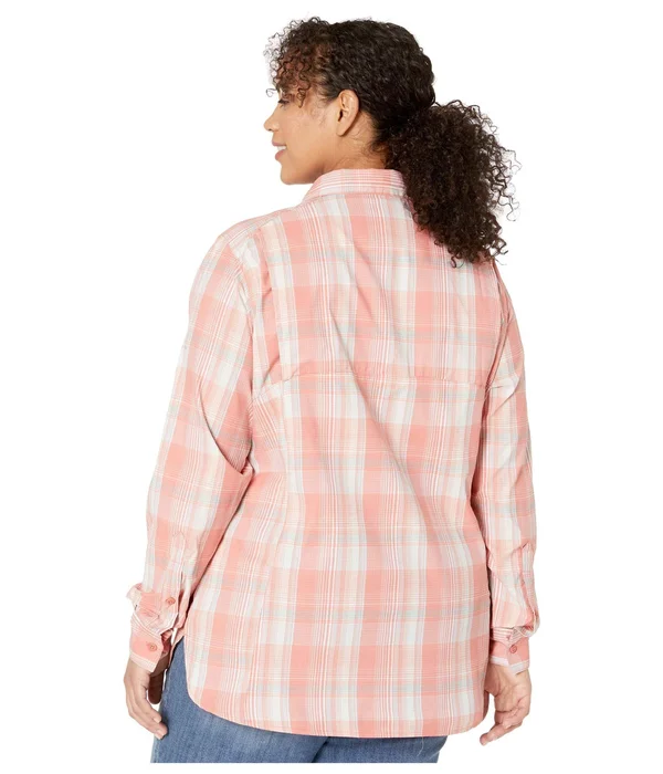 Columbia Plus Size Silver Ridge Lite Plaid Long Sleeve Dark Coral Medium Multi Plaid, 2x