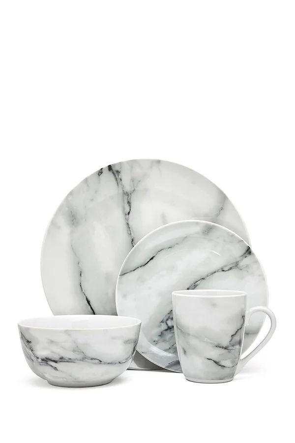 Godinger 70123 Carrera Marble Dinner Set - 16 Piece