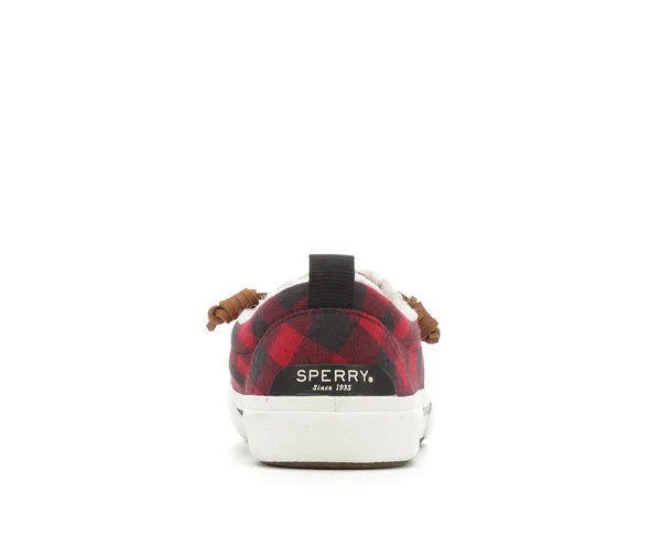 Women's Sperry Pier Wave Check Slip-On Shoes in Red/Black Size 11 Medium