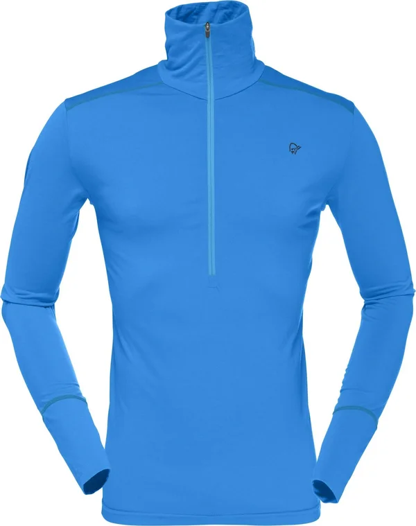 Norrona Wool Zip Neck Top - Men's Signal Blue - XL
