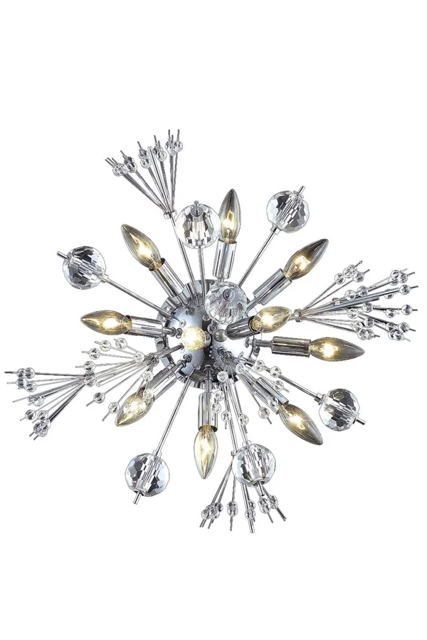 Elegant Lighting 3400W20C/EC Cyclone 10 Light Chrome Wall Sconce Clear Elegant Cut Crystal