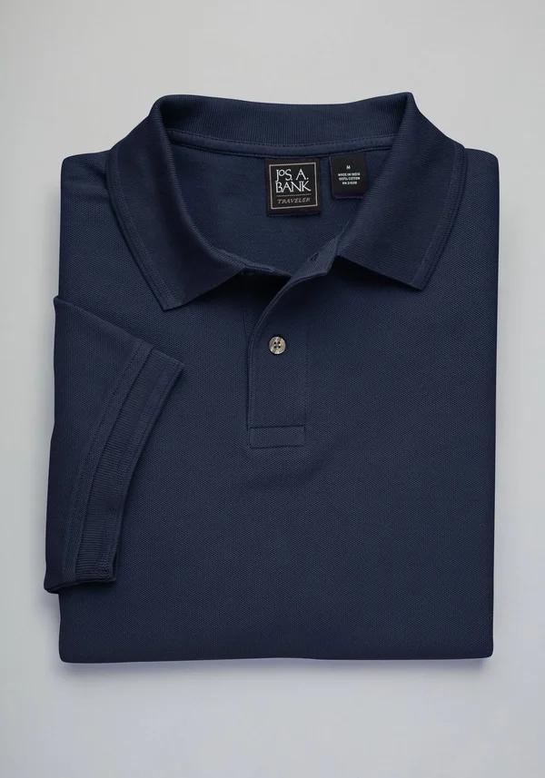 JoS. A. Bank Men's Traveler Collection Short-Sleeve Pique Polo Shirt - Big & Tall, Navy, 2 x Big