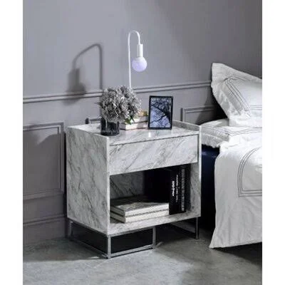 Medota 1 - Drawer Nightstand in White/Gray Brayden Studio