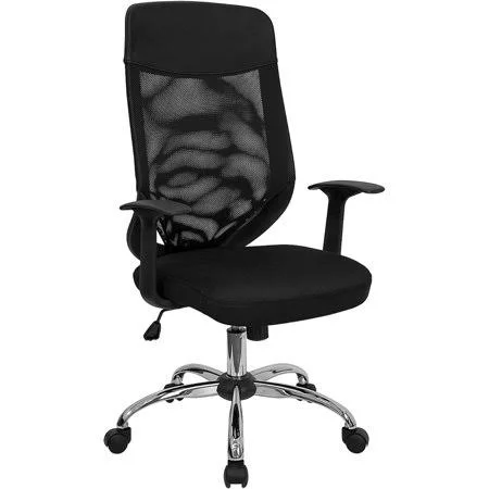 Flash Furniture High Back Black Mesh Executive Swivel Office Chair with Arms [lf-w952-gg], Size: 23.75W x 23D x 42.25 - 45.25H