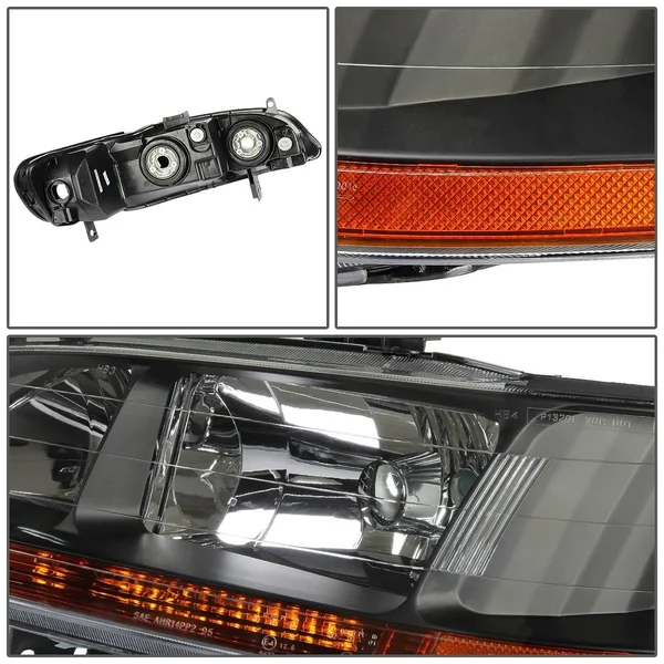 DNA Motoring for 98-02 Honda Accord OE Style Headlight Black Housing Amber Corner Headlamp 99 00 01 Left+Right HL-OH-HA98-BK