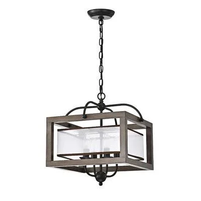 Cady 4 - Light Lantern Rectangle Pendant with Wrought Iron Accents Gracie Oaks