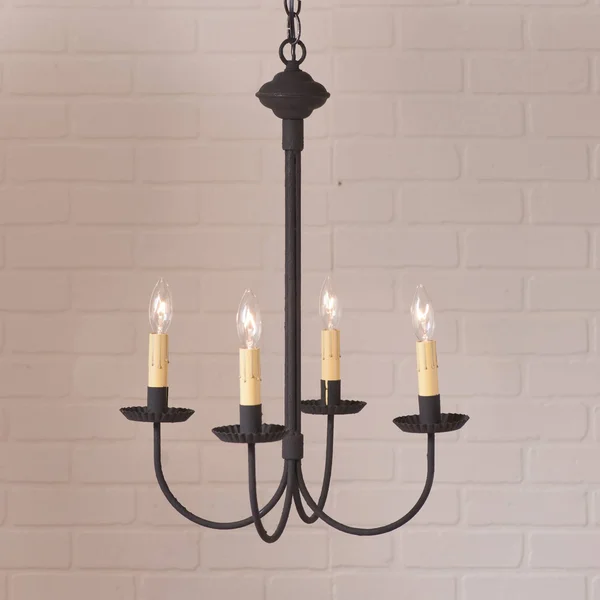 Irvin&s Country Tinware 4-Arm Grandview Chandelier with Ecru Sleeves