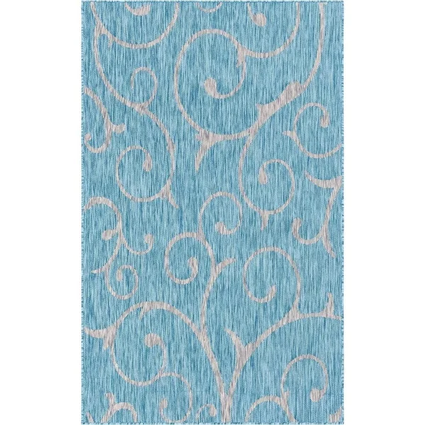 Unique Loom Outdoor Curl Rug - Light Gray (5& 0 x 8& 0)
