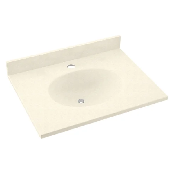 Swan Ellipse Solid Surface 19-in x 17-in Vanity Top in Pebble