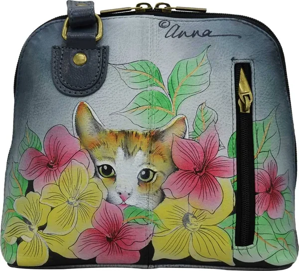 Anna by Anuschka Women's Hand Painted Small Multi Compartment Organizer8109 - Three Kittens