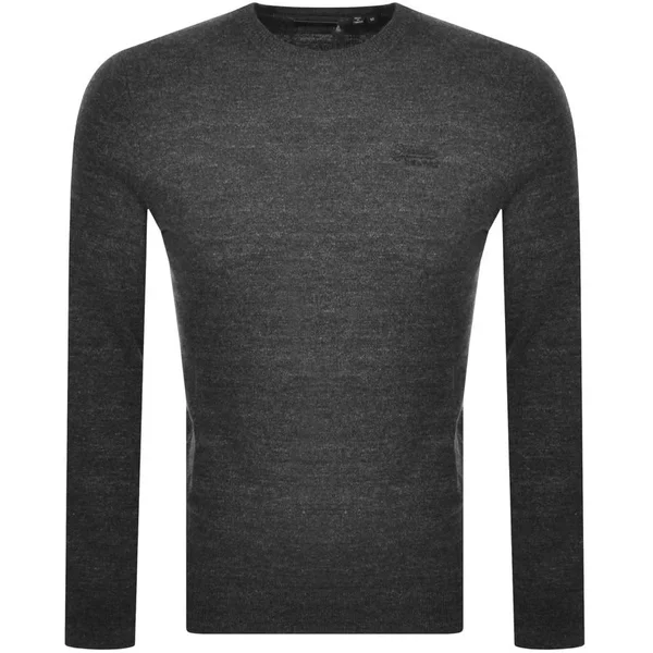 Superdry Crew Neck Orange Label Knit Jumper Grey