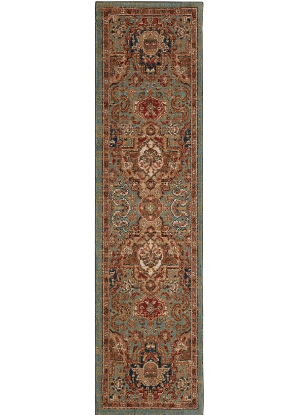 Karastan Spice Market Aksum Aquamarine 2&4x22x7&10x22 Runner Area Rug