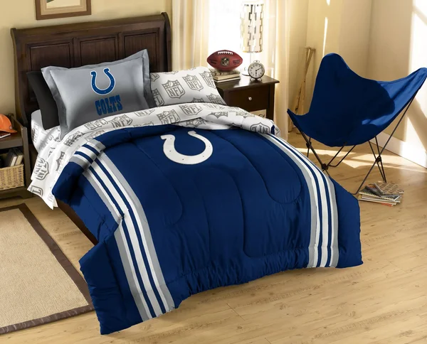 NFL Indianapolis Colts Twin Bed in A Bag with Applique Comforter