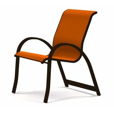 Aruba Stacking Metal Patio Dining Armchair Telescope Casual Frame Color: Textured Kona - Color: Tangerine 41D
