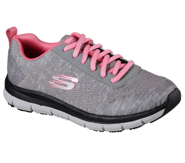 Skechers Work Comfort Flex SR - HC (Grey/Pink) Women's Shoes