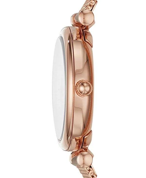 Fossil Women's Carlie Mini Rose Gold-Tone Stainless Steel Mesh Bracelet Watch Box Set 28mm - Rosegold