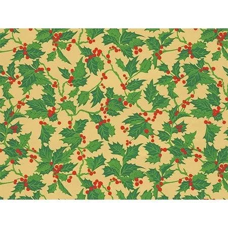 NAS Pack of 1, Christmas Holly 26x22 x 417& Half Ream Roll Gift Wrap for Party, Kids& Birthday, Wedding & Occasion - Multico