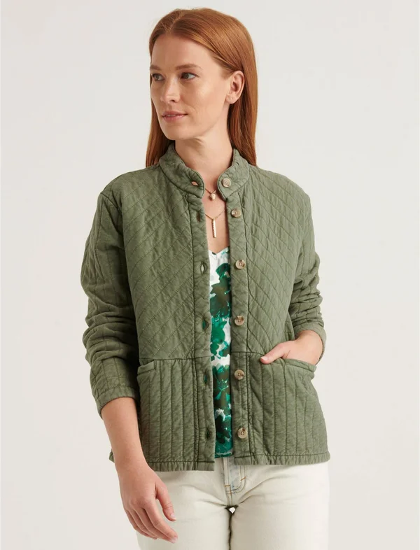 Lucky Brand Quilted Button-Front Jacket - Duffle Bag