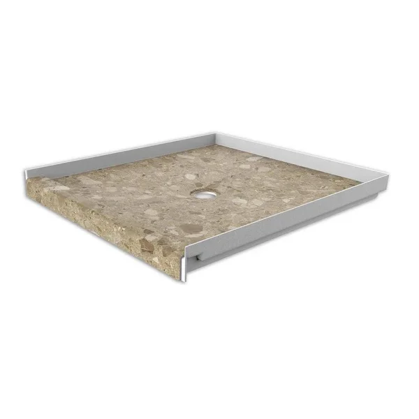 FlexStone Petrafini 36-in W x 36-in L with Center Drain Fiberglass/Plastic Composite Shower Base - FLXSBC3636PF