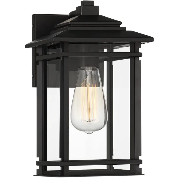 John Timberland North House 12 inch High Matte Black and Glass Outdoor Wall Light - Size: 12 x 8 x 9 82518375