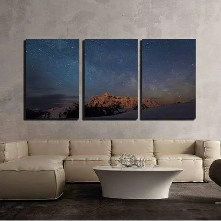 Wall26 3 Piece Canvas Wall Art - Milky Way Over Cathedral Rock - Modern Home Decor Stretched and Framed Ready to Hang - 24 inchx