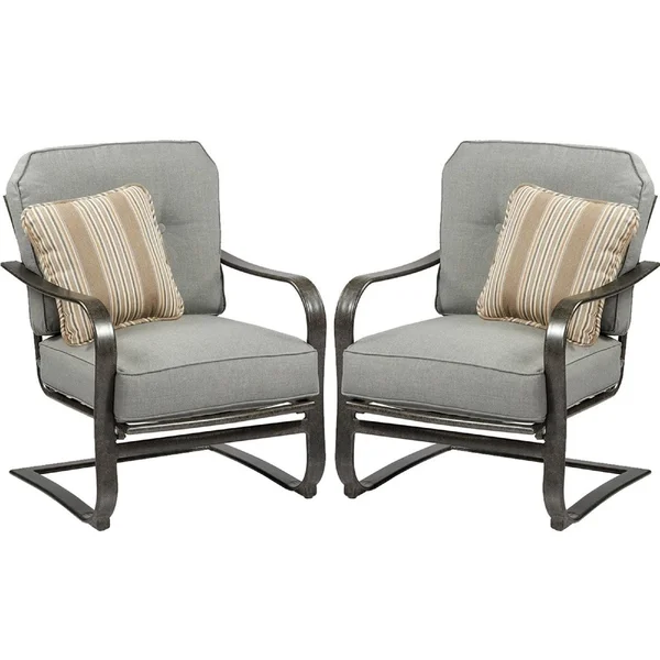 Agio Madison C Spring Chair Set of 2 with Cushion and Throw Pillow