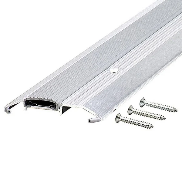 M-D Building Products Deluxe Low 3-3/4 in. x 77 in. Aluminum Threshold with Vinyl Seal - Gray
