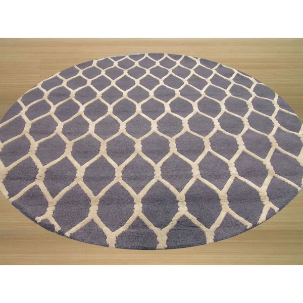 EORC Vc1001gy Charcoal Hand Tufted Wool Chain-Link Rug - 5& x 8&