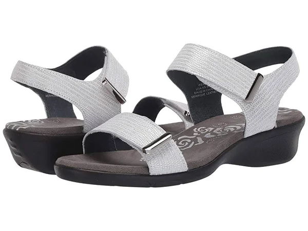 Propet Winslet Wedge Sandal - Women's, Off White/Silver Metallic, Size 9, Sandals, Ankle Strap, Wedge