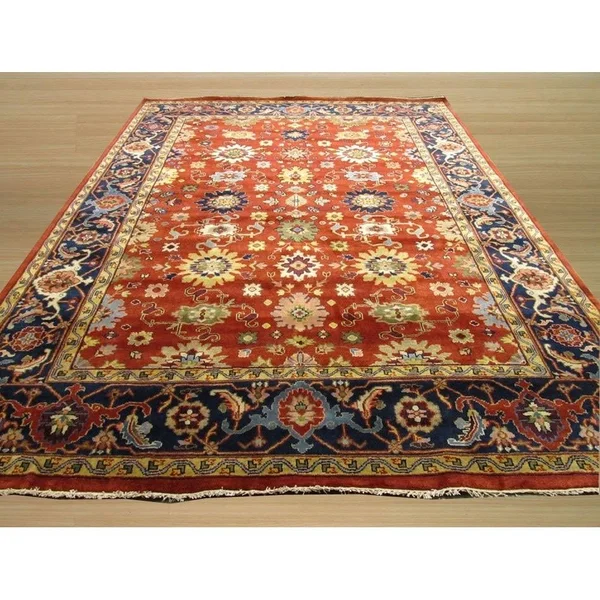 Hand-Knotted Wool Rust Traditional Oriental Super Mahal Rug, Size: 4& x 6&