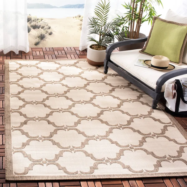 Safavieh Cy6009-232 Courtyard Beige - Brown Indoor, Outdoor Rug - 8& x 11&