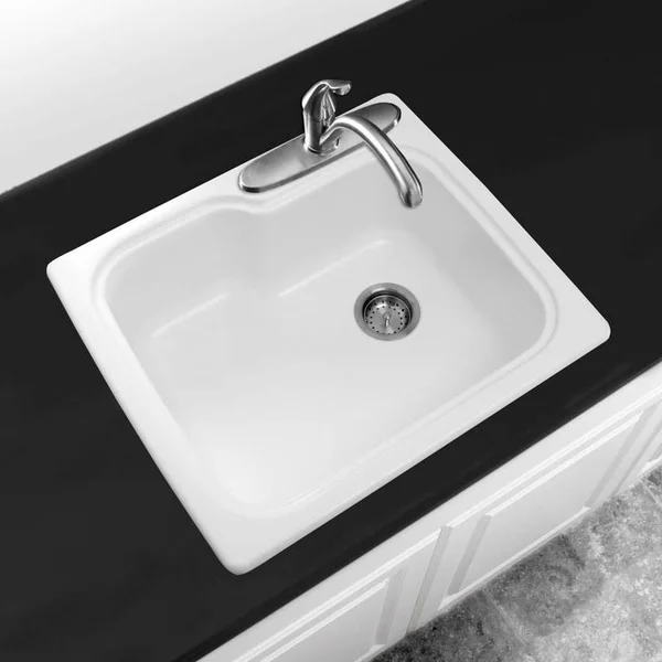 Swan White Solid Surface Single Bowl Kitchen Sink 25x22 x 22x22