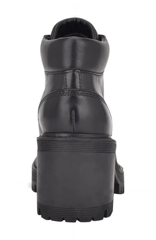 Women's Marc Fisher Ltd Waldo Lace-Up Platform Bootie - 7.5 M - Black Leather