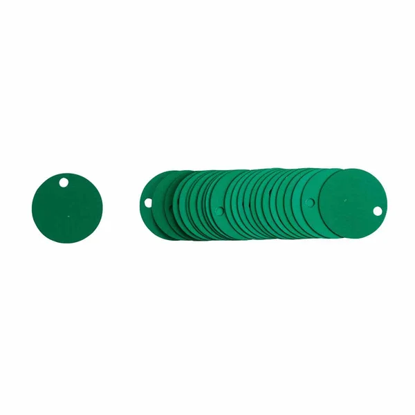 Brady - 49908, 2x22 Dia. Green Aluminum Blank Valve Tag