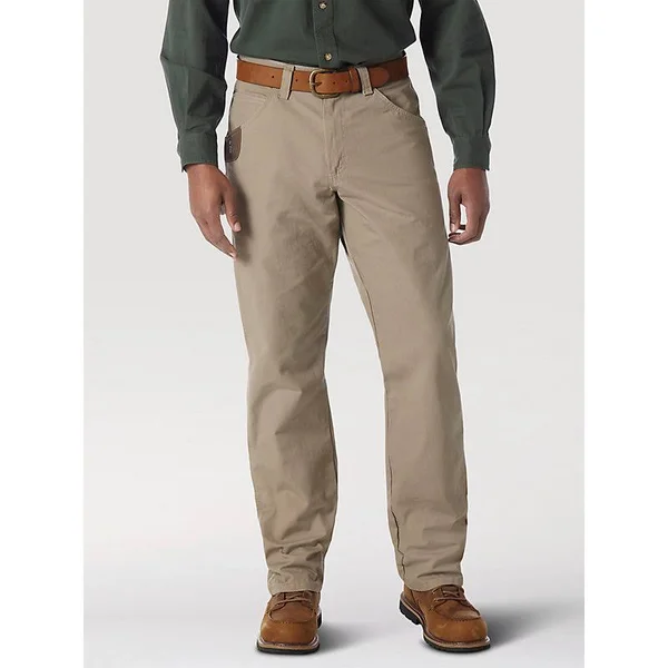 Wrangler Riggs Jeans: Men's Dark Khaki 3W020 Dk Cotton Ripstop Carpenter Jeans