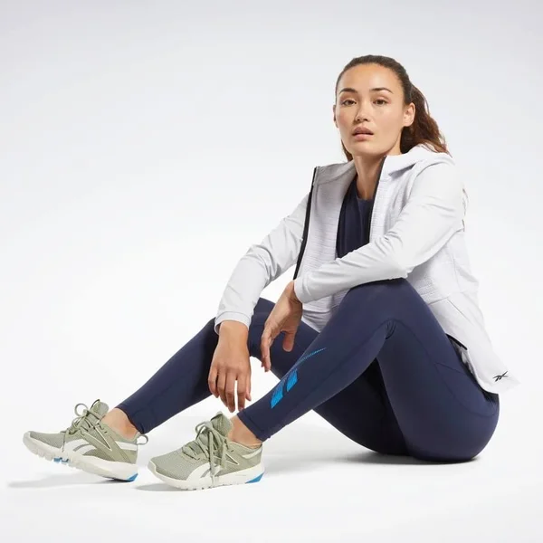 Reebok Women's Lux 2 Graphic Training Tights in Blue/Vector Navy Size X-Small - Polyester/Spandex/Jacquard