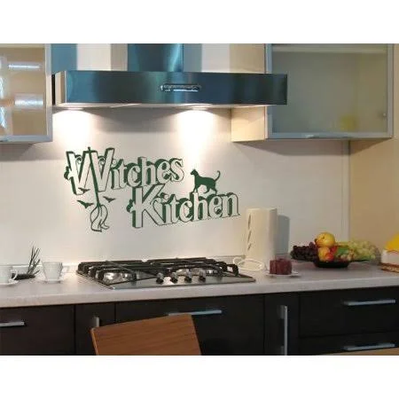 Halloween Witches Kitchen Wall Decal - Wall Sticker, Vinyl Wall Art, Home Decor, Wall Mural - 2269 - Lavender, 47in x 25in, Purp