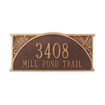 Dragonfly 2-Line Wall Address Plaque Whitehall Products Finish: Green and Gold
